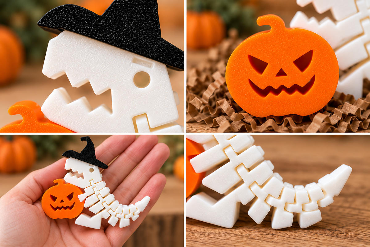 Spooky Bones Halloween Flexi Dinosaur Set β 3D Printed