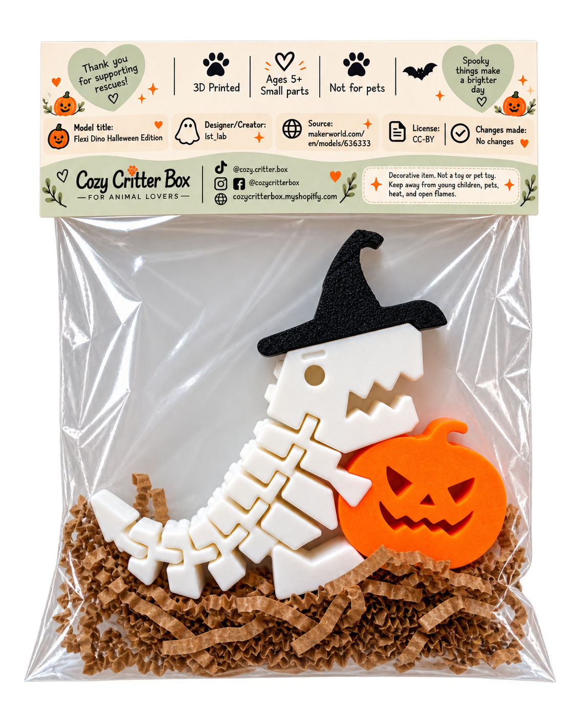 Spooky Bones Halloween Flexi Dinosaur Set — 3D Printed