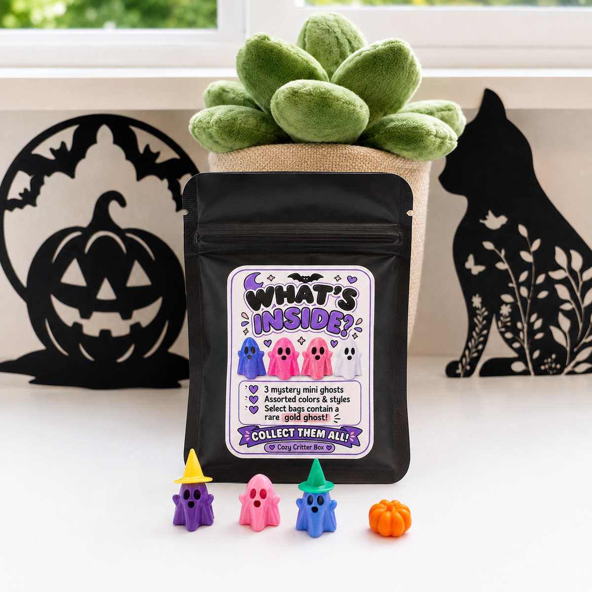 Mystery Ghosties Bag | 3 Mini 3D Printed Ghosts + Surprise Accessory