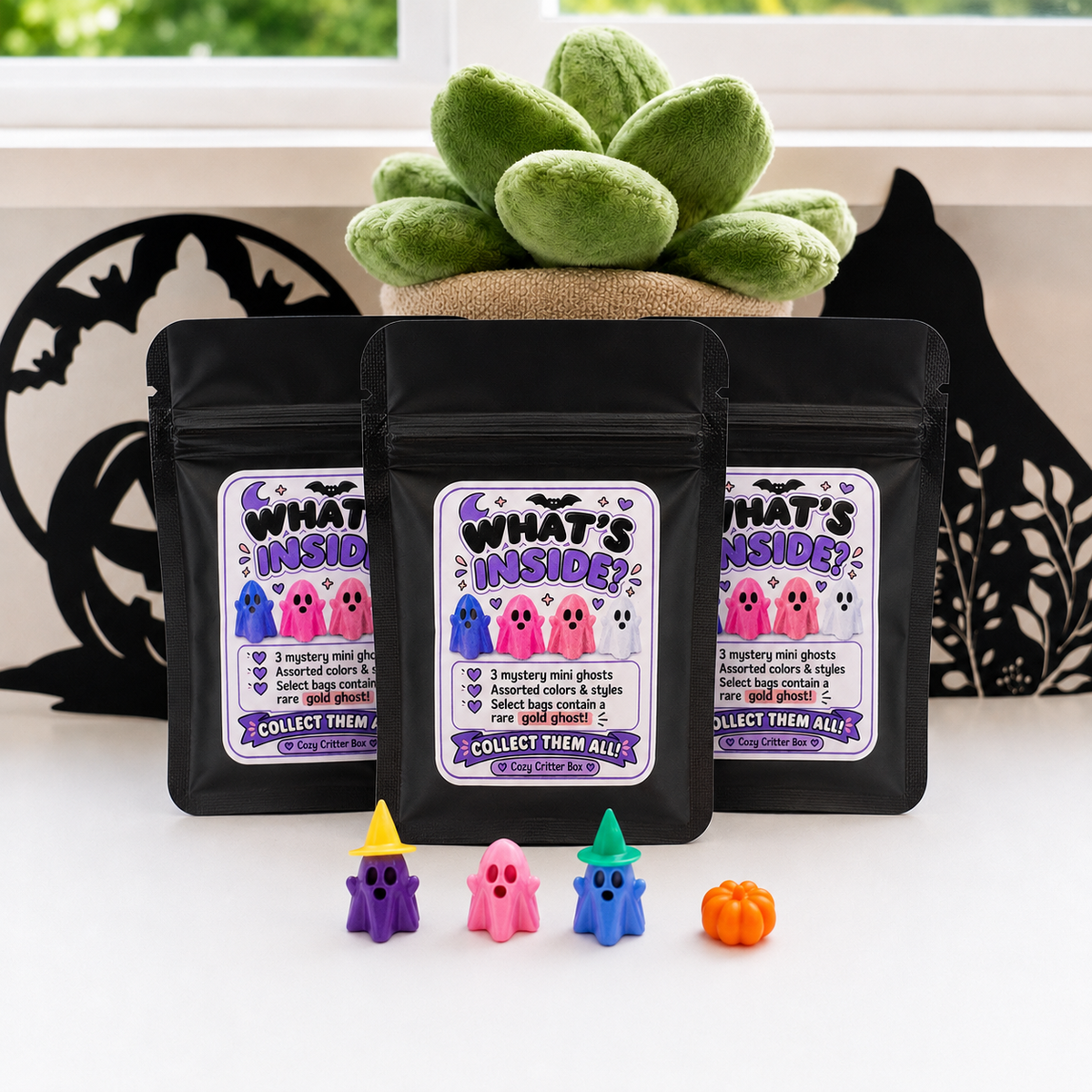 Mystery Ghosties Bag | 3 Mini 3D Printed Ghosts + Surprise Accessory