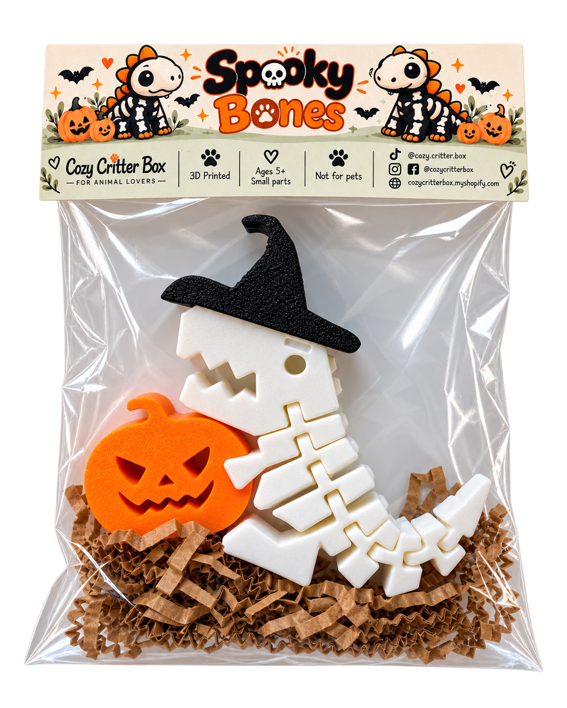 Spooky Bones Halloween Flexi Dinosaur Set — 3D Printed